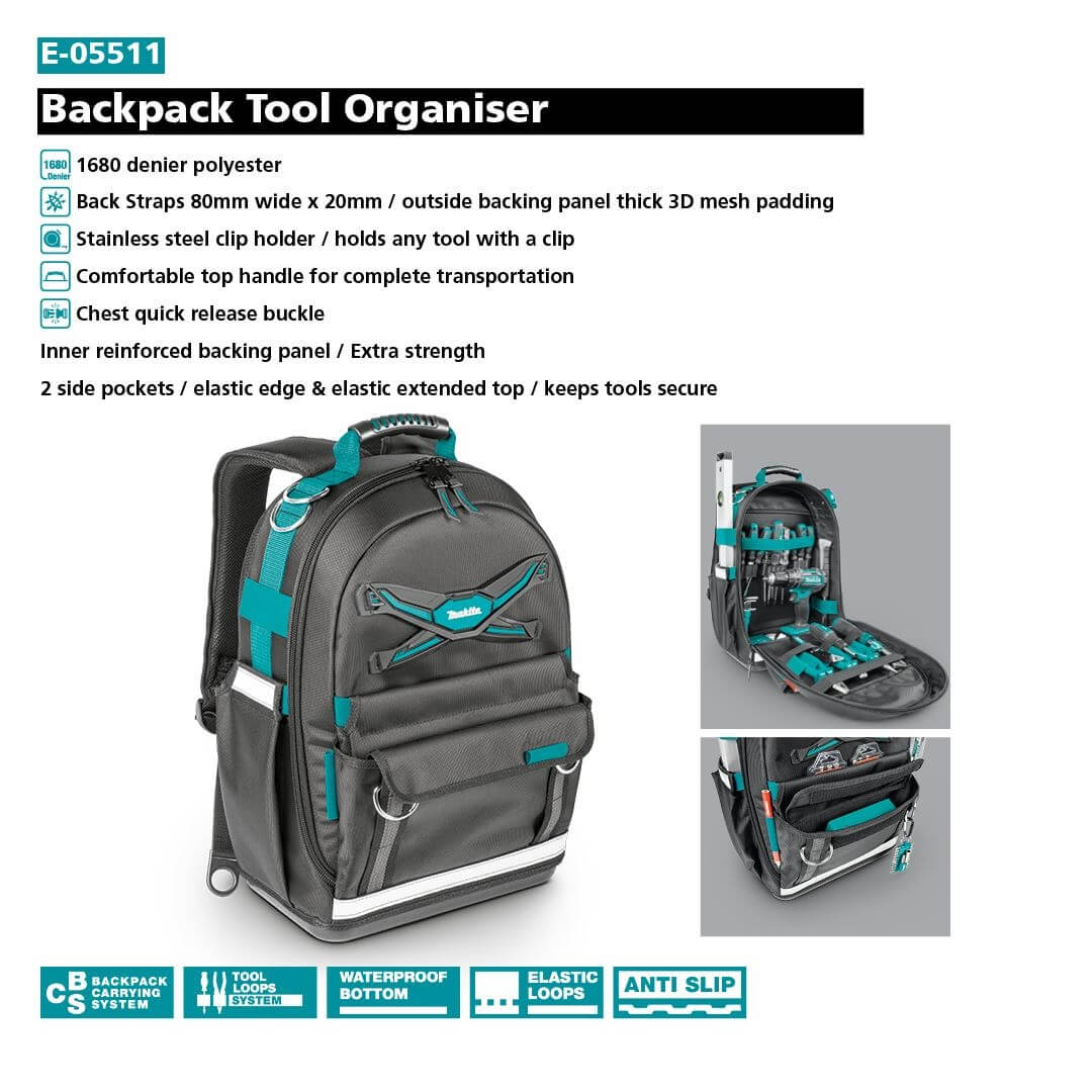 Makita E-05511, Backpack Tool Organiser MisterKIO Your Hardware Buddy