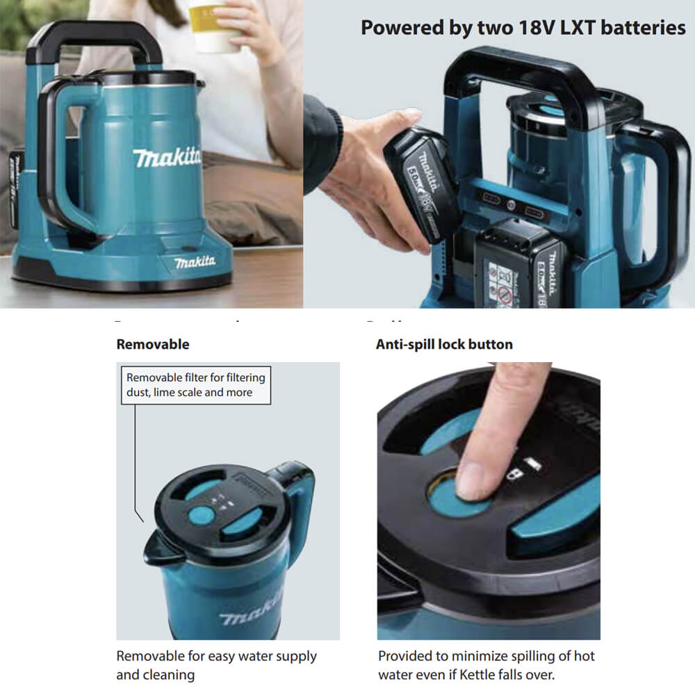 Makita DKT360Z , 18V+18V [Bare-Unit] Cordless Kettle