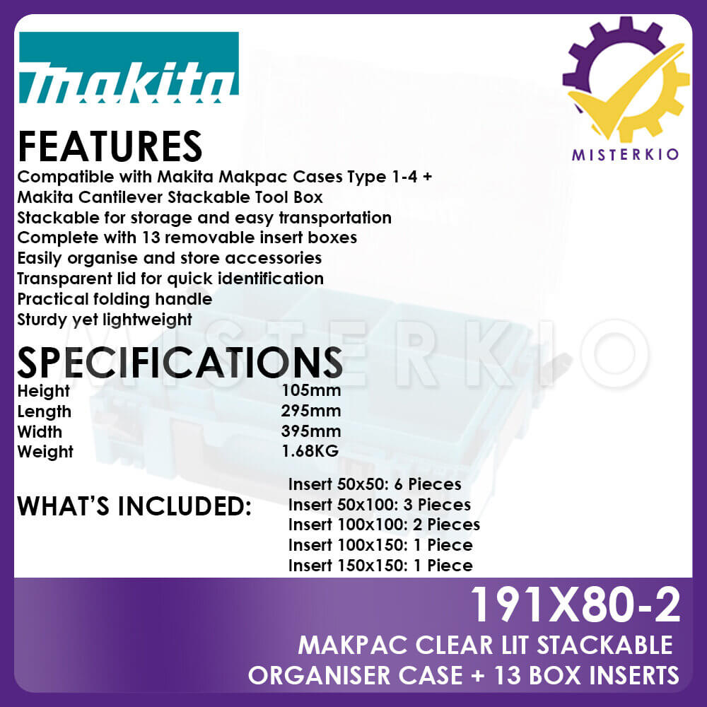 Makita MAKPACSET Makpac Set 2 3 + Pcs 4 Transport Box and Tool Box